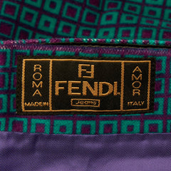 フェンディ 総柄 スカート グリーン パープル コットン レディース FENDI 【中古】