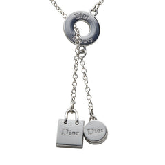ディオール ロゴ ラリアット ロングネックレス シルバー メタル レディース Dior 【中古】