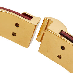 ロエベ アナグラムロゴ バングル ゴールド レッド メッキ レザー レディース LOEWE 【中古】