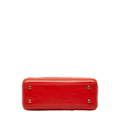 ディオール ビジュー レディディオール ミニ ハンドバッグ ショルダーバッグ 2WAY レッド レザー レディース Dior 【中古】