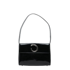 カルティエ パンテール ワンショルダーバッグ ブラック エナメル レディース CARTIER 【中古】