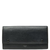 セリーヌ ラージ フラップ マルチファンクション 長財布 ブラック レザー レディース CELINE 【中古】