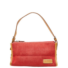 バーバリー ブルーレーベル ハンドバッグ ポーチ レッド マルチカラー キャンバス レザー レディース BURBERRY 【中古】