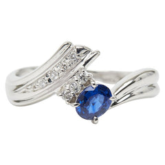Pt900 プラチナ サファイア0.39ct ダイヤ0.05ct リング 指輪 レディース 12.5号 【中古】