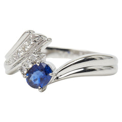Pt900 プラチナ サファイア0.39ct ダイヤ0.05ct リング 指輪 レディース 12.5号 【中古】