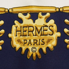 エルメス カレ90 LES CAVALIERS D'OR 黄金の騎士 スカーフ ネイビー マルチカラー シルク レディース HERMES 【中古】