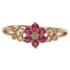 K18YG イエローゴールド ルビー0.29ct ダイヤ0.02ct リング 指輪 レディース 11号 【中古】