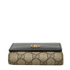 グッチ GGスプリーム GGマーモント 二つ折り財布 598587 ブラック ベージュ PVC レザー レディース GUCCI 【中古】