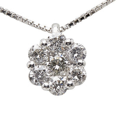 K18WG ホワイトゴールド ダイヤ0.50ct ペンダントネックレス レディース 【中古】