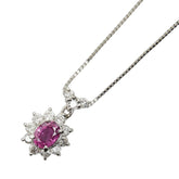 Pt900 プラチナ Pt850 プラチナ ルビー0.44ct ダイヤ0.32ct ペンダントトップ ネックレス レディース 【中古】