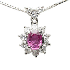 Pt900 プラチナ Pt850 プラチナ ルビー0.44ct ダイヤ0.32ct ペンダントトップ ネックレス レディース 【中古】