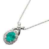 K18WG ホワイトゴールド エメラルド0.75ct ダイヤ0.26ct ペンダントネックレス レディース 【中古】
