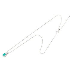 K18WG ホワイトゴールド エメラルド0.75ct ダイヤ0.26ct ペンダントネックレス レディース 【中古】