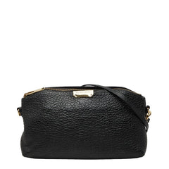 バーバリー 斜め掛け ショルダーバッグ ブラック ゴールド レザー レディース BURBERRY 【中古】