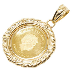 K24YG イエローゴールド K18YG イエローゴールド ツバルホース 2018年 1/10oz エリザベス2 15ドル金貨 ペンダントトップ レディース 【中古】