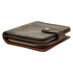ルイ ヴィトン モノグラム コンパクトジップ 二つ折り財布 M61667 ブラウン PVC レザー レディース LOUIS VUITTON 【中古】