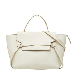 セリーヌ ベルトバッグ ナノ ハンドバッグ ショルダーバッグ 2WAY ホワイト アイボリー レザー レディース CELINE 【中古】