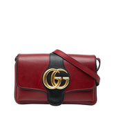 グッチ GGマーモント アリー 斜め掛け ショルダーバッグ 550129 レッド ブラック レザー レディース GUCCI 【中古】