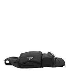 プラダ 三角ロゴプレート ボディバッグ ウエストバッグ ブラック ナイロン レディース PRADA 【中古】