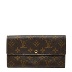 ルイ ヴィトン モノグラム ポシェット ポルト モネ クレディ 長財布 M61725 ブラウン PVC レザー レディース LOUIS VUITTON 【中古】