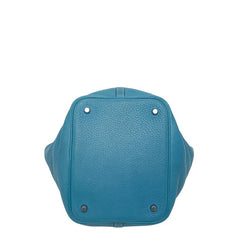 エルメス ピコタンMM ハンドバッグ ブルー系 シルバー金具 トリヨンクレマンス レディース HERMES 【中古】