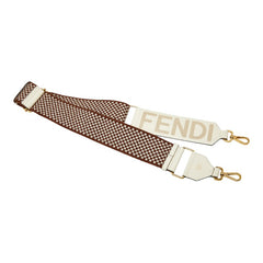 フェンディ ショルダーストラップ ブラウン ホワイト キャンバス レザー レディース FENDI 【中古】