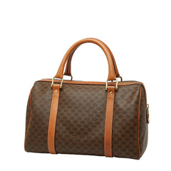 セリーヌ マカダム ハンドバッグ ミニボストンバッグ ブラウン PVC レザー レディース CELINE 【中古】