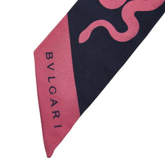 ブルガリ × FRGMT 藤原ヒロシ コラボコレクション セルペンティ スカーフ ネイビー ピンク シルク レディース BVLGARI 【中古】