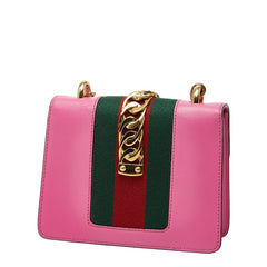 グッチ シルヴィ 斜め掛け チェーン ショルダーバッグ 431666 ピンク レザー レディース GUCCI 【中古】