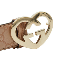 グッチ グッチシマ ハート ベルト サイズ:95/38 245856 ピンク レザー メンズ GUCCI 【中古】