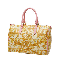 ヴェルサーチェ メデューサ ミニボストンバッグ ショルダーバッグ 2WAY ベージュ マルチカラー PVC レザー レディース VERSACE 【中古】