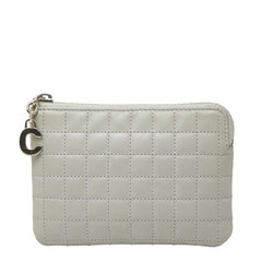 セリーヌ Cチャーム キルティング コインケース 小銭入れ ライトグレー カーフスキン レディース CELINE 【中古】