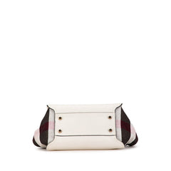 バーバリー ハンドバッグ ホワイト レッド ブラック レザー キャンバス レディース BURBERRY 【中古】