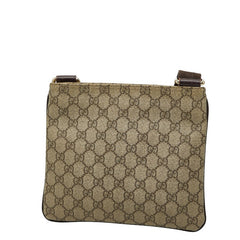グッチ GGスプリーム 斜め掛け ショルダーバッグ 201538 ベージュ ブラウン PVC レザー レディース GUCCI 【中古】