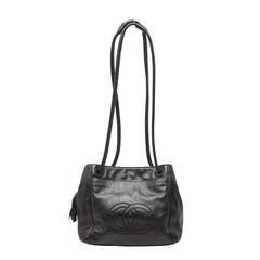 シャネル ココマーク タッセル ショルダーバッグ ブラック ラムスキン レディース CHANEL 【中古】