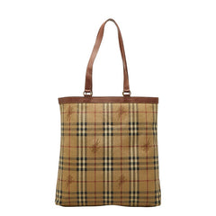 バーバリー ノバチェック シャドーホース トートバッグ ベージュ マルチカラー PVC レザー レディース BURBERRY 【中古】
