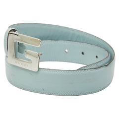 グッチ ベルト サイズ:65 26 037 394 0959 ライトブルー レザー レディース GUCCI 【中古】