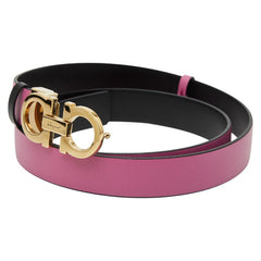 サルヴァトーレフェラガモ ガンチーニ リバーシブル ベルト ピンク ブラック レザー メンズ Salvatore Ferragamo 【中古】