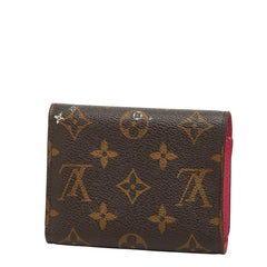 ルイ ヴィトン モノグラム ヴィヴィエンヌ ポルトフォイユ ヴィクトリーヌ 三つ折り財布 M68492 フューシャ ブラウン PVC レザー レディース LOUIS VUITTON 【中古】