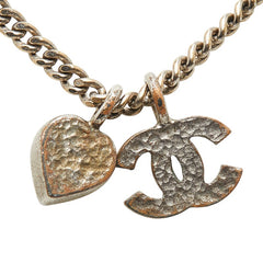 シャネル ココマーク ハート ネックレス シルバー メタル ラインストーン レディース CHANEL 【中古】