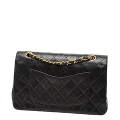 シャネル ココマーク マトラッセ25 ダブルフラップ チェーンショルダーバッグ ブラック ラムスキン レディース CHANEL 【中古】