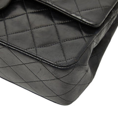 シャネル ココマーク マトラッセ25 ダブルフラップ チェーンショルダーバッグ ブラック ラムスキン レディース CHANEL 【中古】