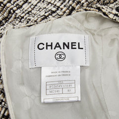 シャネル ココマーク ノースリーブワンピース ツイード サイズ40 P22054V13149 ホワイト ブラック レーヨン ウール ヘンプ レディース CHANEL 【中古】