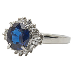 Pt900 プラチナ サファイア2.54ct ダイヤ0.34ct リング 指輪 レディース 15.5号 【中古】