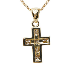 K18YG イエローゴールド ダイヤ0.43ct クロスモチーフ ネックレス レディース 【中古】