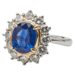 Pt900 プラチナ K18YG イエローゴールド サファイア2.14ct ダイヤ1.01ct リング 指輪 レディース 11.5号 【中古】