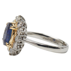 Pt900 プラチナ K18YG イエローゴールド サファイア2.14ct ダイヤ1.01ct リング 指輪 レディース 11.5号 【中古】
