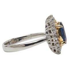 Pt900 プラチナ K18YG イエローゴールド サファイア2.14ct ダイヤ1.01ct リング 指輪 レディース 11.5号 【中古】
