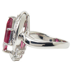 Pt900 プラチナ ルベライト ダイヤ0.19ct リング 指輪 レディース 14.5号 【中古】