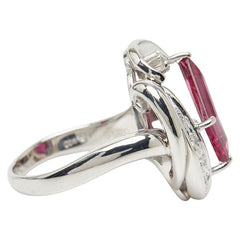 Pt900 プラチナ ルベライト ダイヤ0.19ct リング 指輪 レディース 14.5号 【中古】
